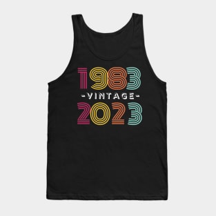 1983 Vintage 2023, 40th Birthday Anniversary, Colorful Retro Tank Top